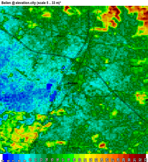 Zoom OUT 2x Beilen, Netherlands elevation map