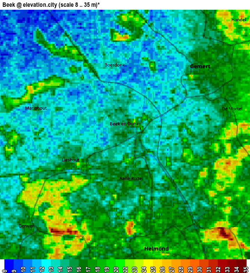 Zoom OUT 2x Beek, Netherlands elevation map