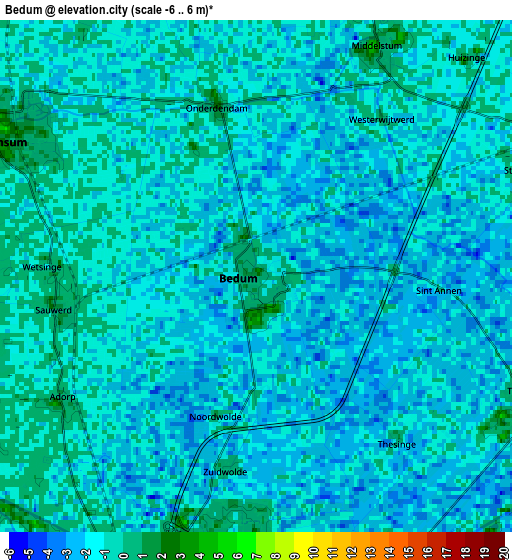 Zoom OUT 2x Bedum, Netherlands elevation map