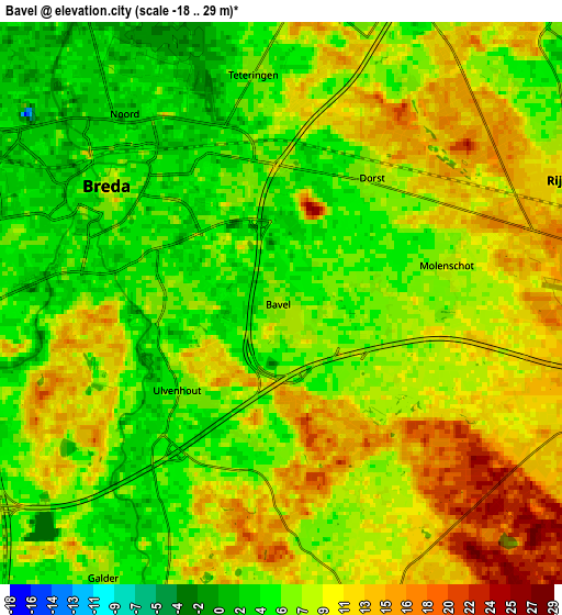 Zoom OUT 2x Bavel, Netherlands elevation map