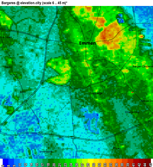 Zoom OUT 2x Bargeres, Netherlands elevation map