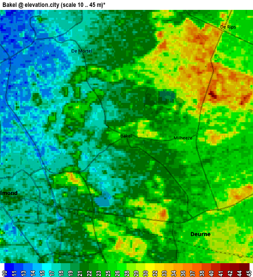 Zoom OUT 2x Bakel, Netherlands elevation map