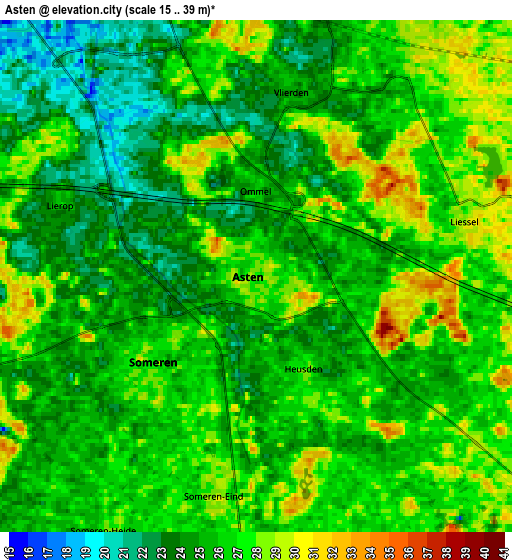 Zoom OUT 2x Asten, Netherlands elevation map