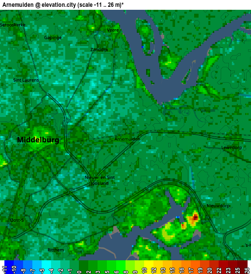 Zoom OUT 2x Arnemuiden, Netherlands elevation map