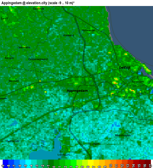 Zoom OUT 2x Appingedam, Netherlands elevation map