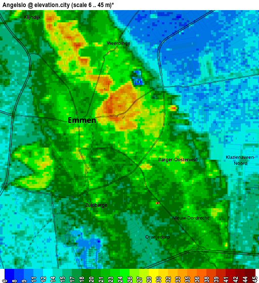 Zoom OUT 2x Angelslo, Netherlands elevation map