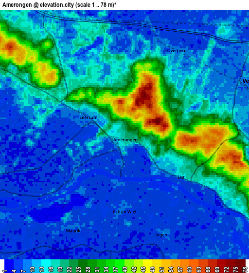 Zoom OUT 2x Amerongen, Netherlands elevation map