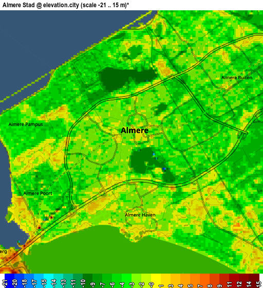 Zoom OUT 2x Almere Stad, Netherlands elevation map