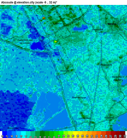 Zoom OUT 2x Abcoude, Netherlands elevation map