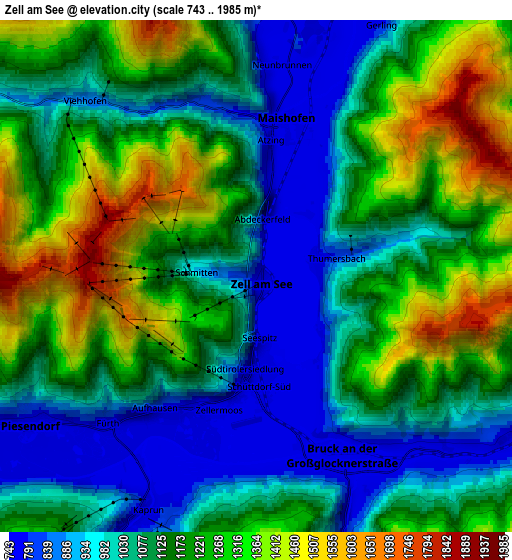 Zoom OUT 2x Zell am See, Austria elevation map