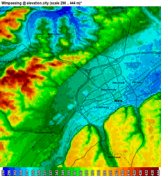 Zoom OUT 2x Wimpassing, Austria elevation map