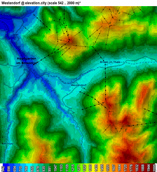 Zoom OUT 2x Westendorf, Austria elevation map