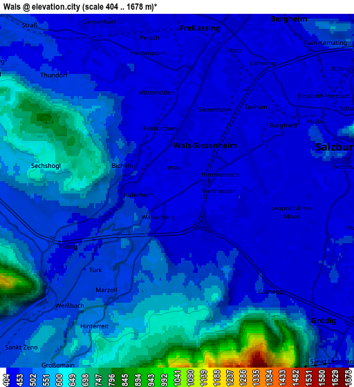 Zoom OUT 2x Wals, Austria elevation map