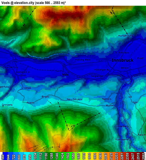 Zoom OUT 2x Völs, Austria elevation map