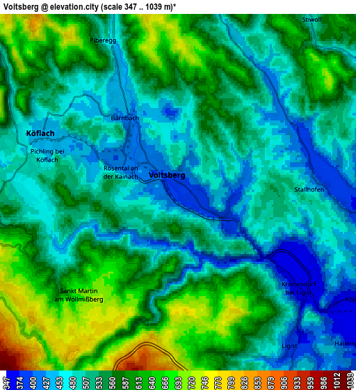 Zoom OUT 2x Voitsberg, Austria elevation map