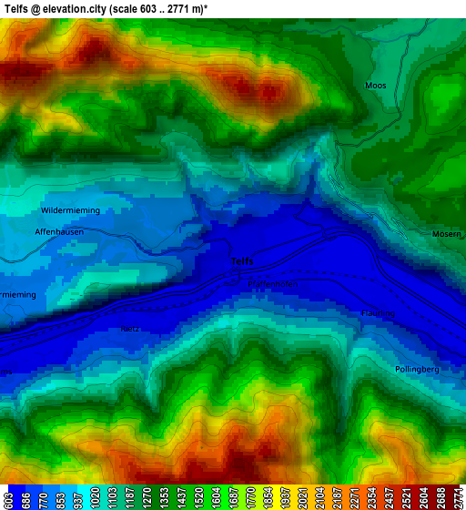 Zoom OUT 2x Telfs, Austria elevation map