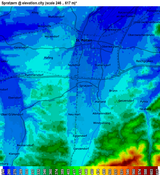 Zoom OUT 2x Spratzern, Austria elevation map