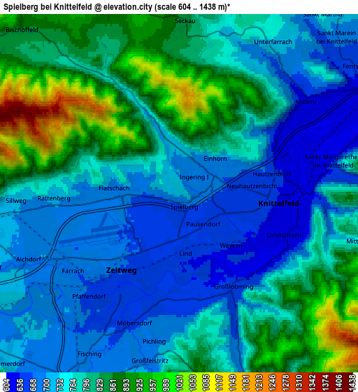 Zoom OUT 2x Spielberg bei Knittelfeld, Austria elevation map