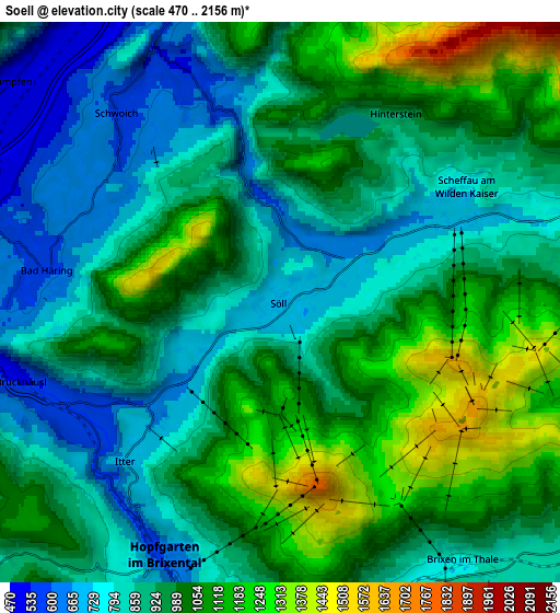 Zoom OUT 2x Söll, Austria elevation map