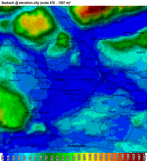 Zoom OUT 2x Seebach, Austria elevation map