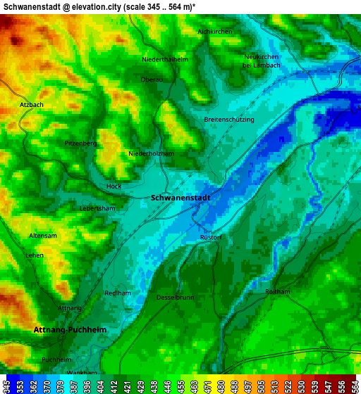 Zoom OUT 2x Schwanenstadt, Austria elevation map