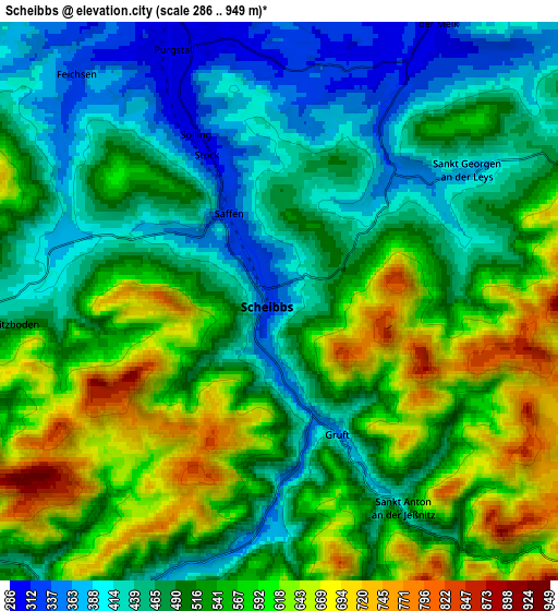 Zoom OUT 2x Scheibbs, Austria elevation map