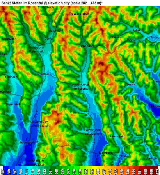 Zoom OUT 2x Sankt Stefan im Rosental, Austria elevation map