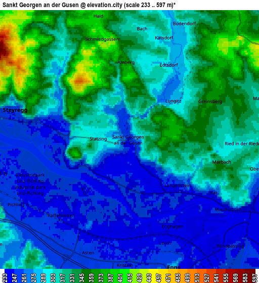 Zoom OUT 2x Sankt Georgen an der Gusen, Austria elevation map