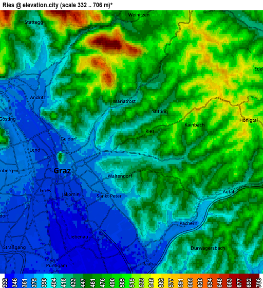 Zoom OUT 2x Ries, Austria elevation map