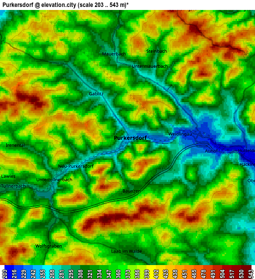 Zoom OUT 2x Purkersdorf, Austria elevation map