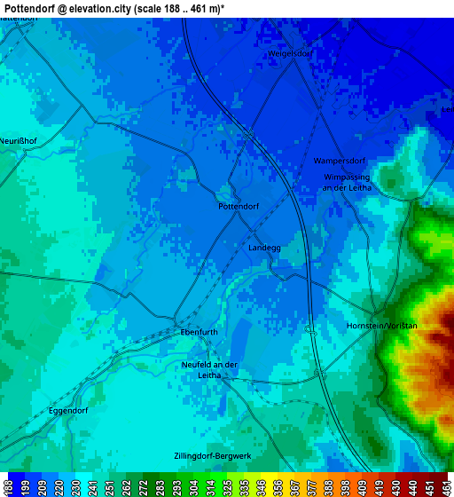 Zoom OUT 2x Pottendorf, Austria elevation map