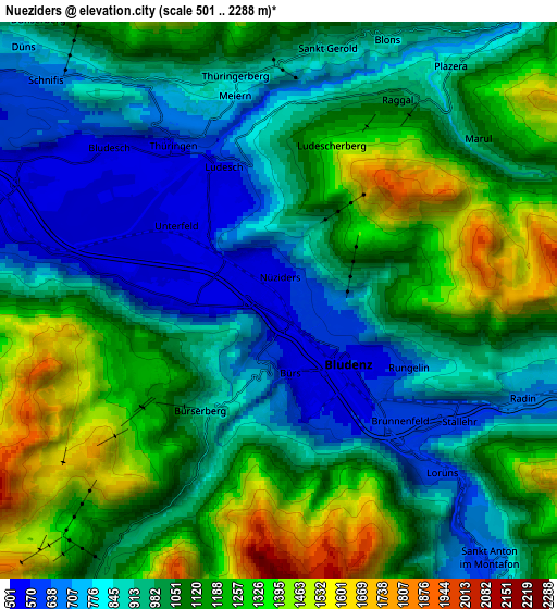 Zoom OUT 2x Nüziders, Austria elevation map