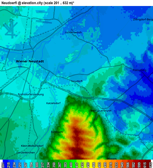 Zoom OUT 2x Neudörfl, Austria elevation map