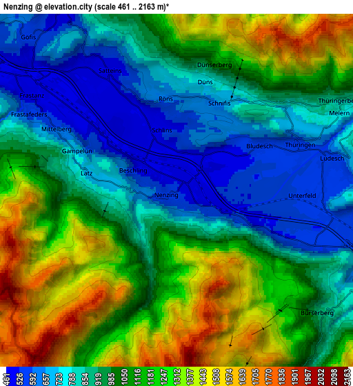 Zoom OUT 2x Nenzing, Austria elevation map