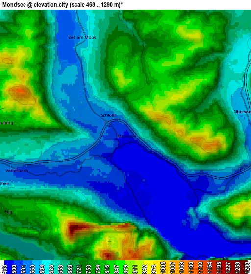 Zoom OUT 2x Mondsee, Austria elevation map