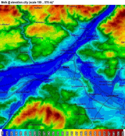 Zoom OUT 2x Melk, Austria elevation map