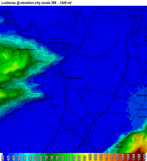 Zoom OUT 2x Lustenau, Austria elevation map