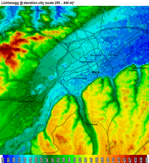 Zoom OUT 2x Lichtenegg, Austria elevation map