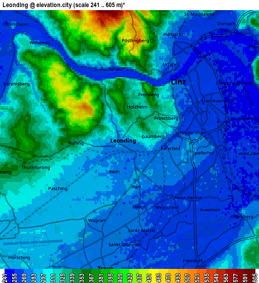 Zoom OUT 2x Leonding, Austria elevation map