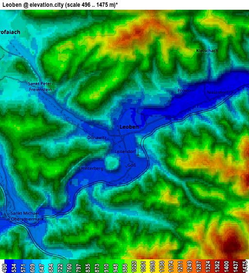 Zoom OUT 2x Leoben, Austria elevation map