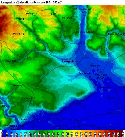 Zoom OUT 2x Langenlois, Austria elevation map