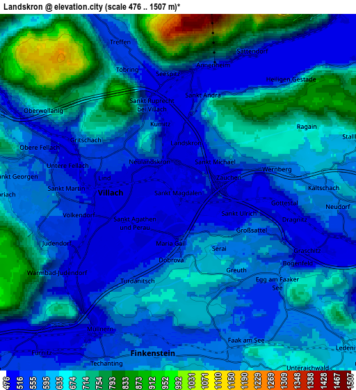 Zoom OUT 2x Landskron, Austria elevation map