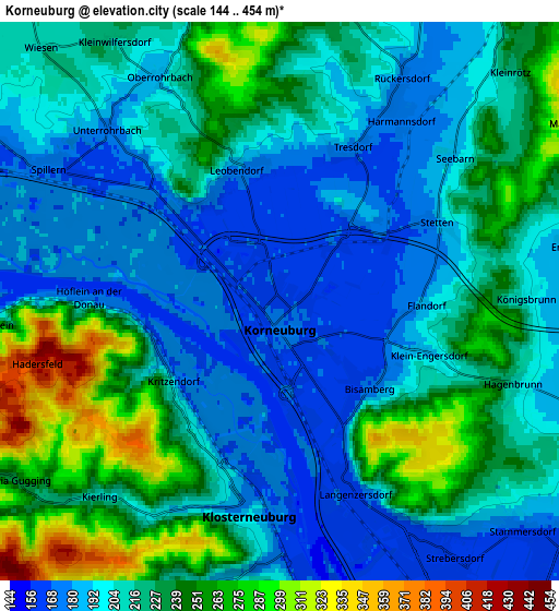 Zoom OUT 2x Korneuburg, Austria elevation map
