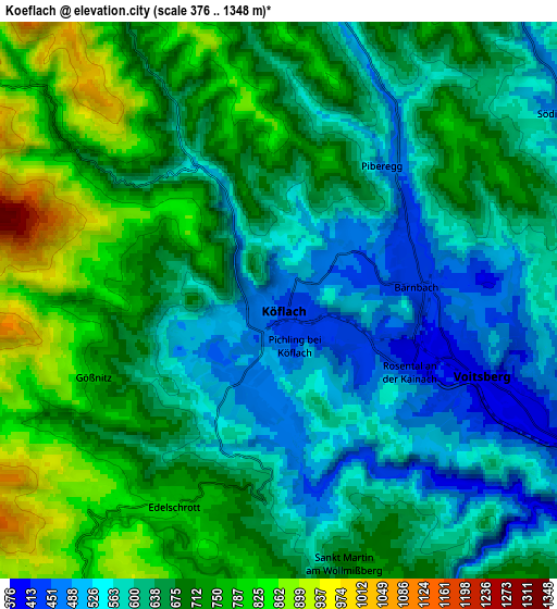 Zoom OUT 2x Köflach, Austria elevation map