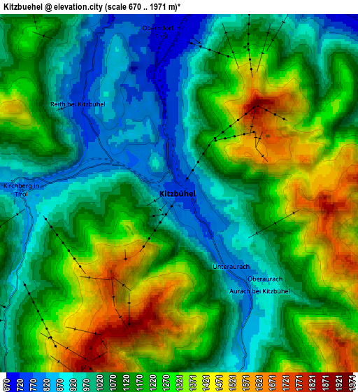 Zoom OUT 2x Kitzbühel, Austria elevation map