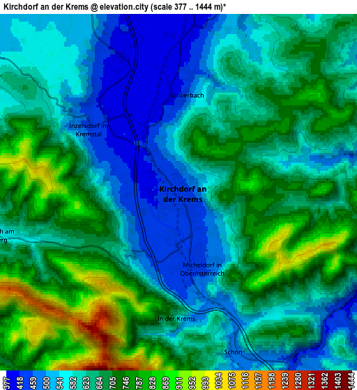 Zoom OUT 2x Kirchdorf an der Krems, Austria elevation map