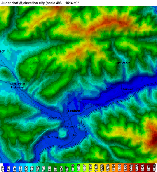 Zoom OUT 2x Judendorf, Austria elevation map