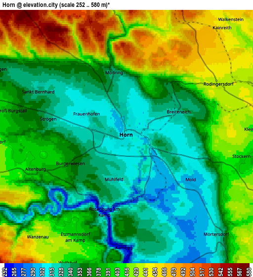 Zoom OUT 2x Horn, Austria elevation map