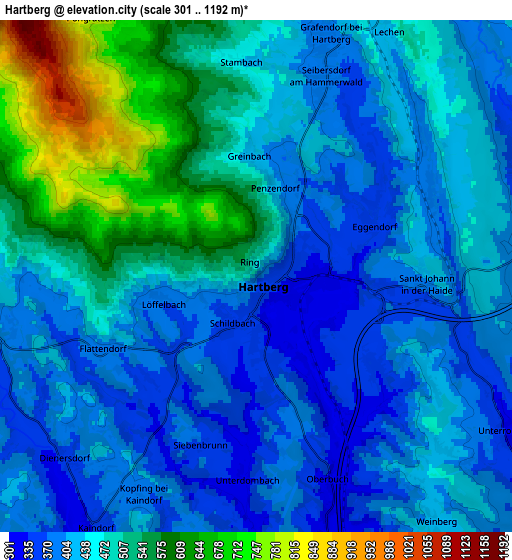 Zoom OUT 2x Hartberg, Austria elevation map