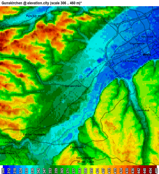 Zoom OUT 2x Gunskirchen, Austria elevation map